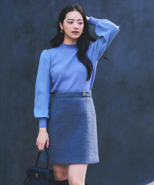 PROPORTION BODY DRESSING(プロポーションボディドレッシング)の「シフォンスリーブニットトップス / 1215270134(ニット/セーター・レディース・ブラック/ブルー/ベージュ・FREE)」の2枚目の写真