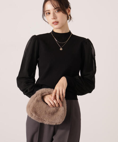 PROPORTION BODY DRESSING(プロポーションボディドレッシング)の「シフォンスリーブニットトップス / 1215270134(ニット/セーター・レディース・ブラック/ブルー/ベージュ・FREE)」の5枚目の写真