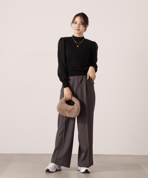 PROPORTION BODY DRESSING(プロポーションボディドレッシング)の「シフォンスリーブニットトップス / 1215270134(ニット/セーター・レディース・ブラック/ブルー/ベージュ・FREE)」の6枚目の写真