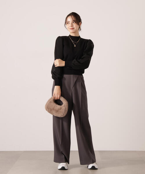 PROPORTION BODY DRESSING(プロポーションボディドレッシング)の「シフォンスリーブニットトップス / 1215270134(ニット/セーター・レディース・ブラック/ブルー/ベージュ・FREE)」の7枚目の写真