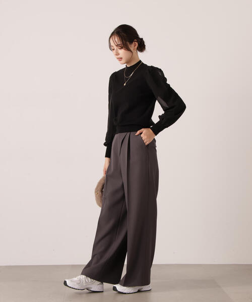 PROPORTION BODY DRESSING(プロポーションボディドレッシング)の「シフォンスリーブニットトップス / 1215270134(ニット/セーター・レディース・ブラック/ブルー/ベージュ・FREE)」の8枚目の写真