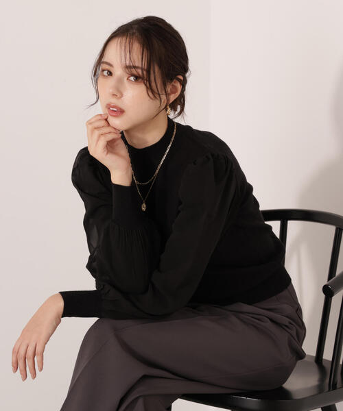 PROPORTION BODY DRESSING(プロポーションボディドレッシング)の「シフォンスリーブニットトップス / 1215270134(ニット/セーター・レディース・ブラック/ブルー/ベージュ・FREE)」の9枚目の写真