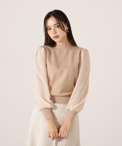 PROPORTION BODY DRESSING(プロポーションボディドレッシング)の「シフォンスリーブニットトップス / 1215270134(ニット/セーター・レディース・ブラック/ブルー/ベージュ・FREE)」の18枚目の写真