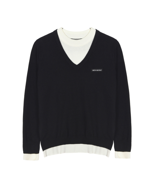 NICK&NICOLE(ニックアンドニコール)の「LAYERED ROUND V NECK KNIT_BLACK(ニット/セーター・レディース・その他・FREE)」の4枚目の写真