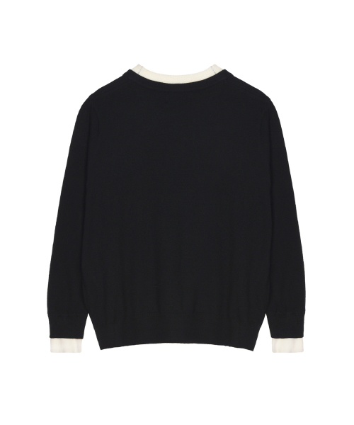NICK&NICOLE(ニックアンドニコール)の「LAYERED ROUND V NECK KNIT_BLACK(ニット/セーター・レディース・その他・FREE)」の5枚目の写真