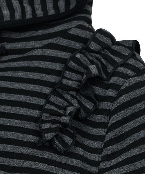 TYPESERVICE（タイプサービス）の「Ruffled Stripe Zip Hoodie [Black]（パーカー・レディース・ブラック・FREE）」の9枚目の写真