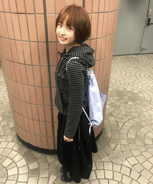 TYPESERVICE（タイプサービス）の「Ruffled Stripe Zip Hoodie [Black]（パーカー・レディース・ブラック・FREE）」の5枚目の写真
