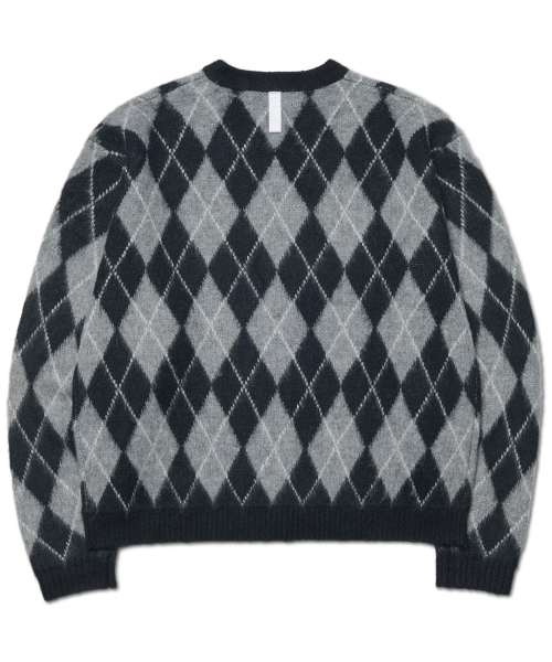 NOMANUAL(NOMANUAL)の「ARGYLE HAIRY CARDIGAN - GRAY(カーディガン/ボレロ・レディース・その他・LARGE/X-LARGE/MEDIUM)」の2枚目の写真