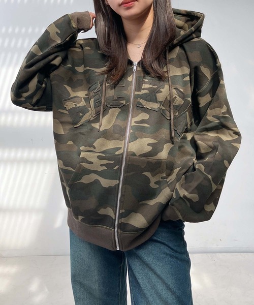 AS KNOW AS plus（アズノゥアズプラス）の「♪モチーフ選び裏起毛ビッグサイズパーカー【UNISEX ITEM】（パーカー・レディース・オートミール/ネイビー/カモフラージュ/チャコールグレー・FREE）」の4枚目の写真