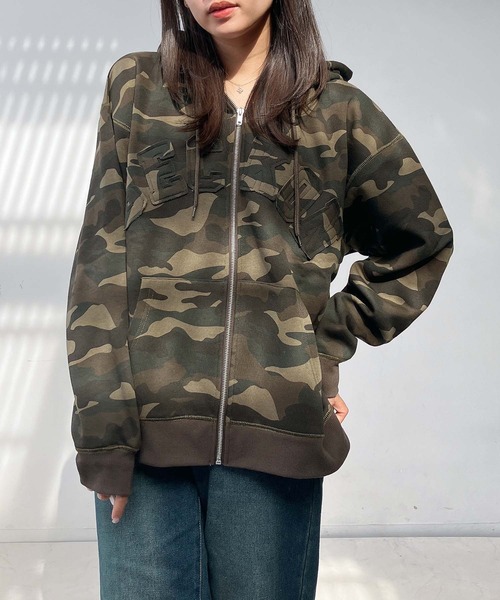 AS KNOW AS plus（アズノゥアズプラス）の「♪モチーフ選び裏起毛ビッグサイズパーカー【UNISEX ITEM】（パーカー・レディース・オートミール/ネイビー/カモフラージュ/チャコールグレー・FREE）」の13枚目の写真