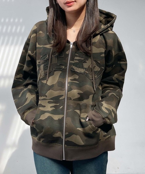 AS KNOW AS plus（アズノゥアズプラス）の「♪モチーフ選び裏起毛ビッグサイズパーカー【UNISEX ITEM】（パーカー・レディース・オートミール/ネイビー/カモフラージュ/チャコールグレー・FREE）」の14枚目の写真