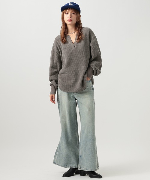 BAYFLOW（ベイフロー）の「ソフトモールWフェイスプルオーバー（Tシャツ/カットソー・レディース・チャコール/キャメル/グレイッシュベージュ・FREE）」の12枚目の写真