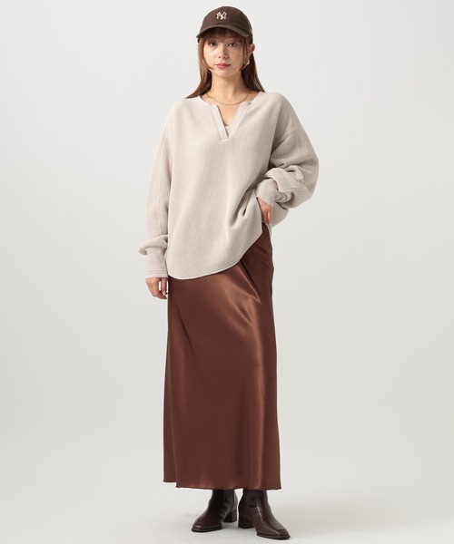 BAYFLOW（ベイフロー）の「ソフトモールWフェイスプルオーバー（Tシャツ/カットソー・レディース・チャコール/キャメル/グレイッシュベージュ・FREE）」の16枚目の写真