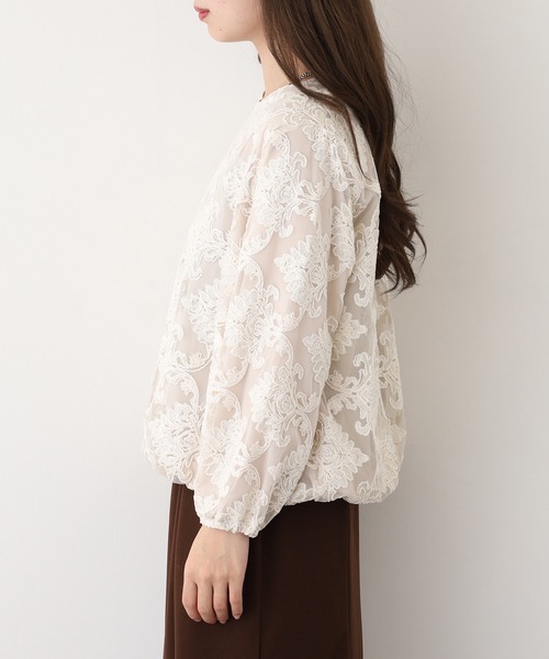EGLANTINE(エグランティーヌ)の「EGLANTINE ジャガードレースプルオーバー長袖(Tシャツ/カットソー・レディース・アイボリー・38)」の11枚目の写真