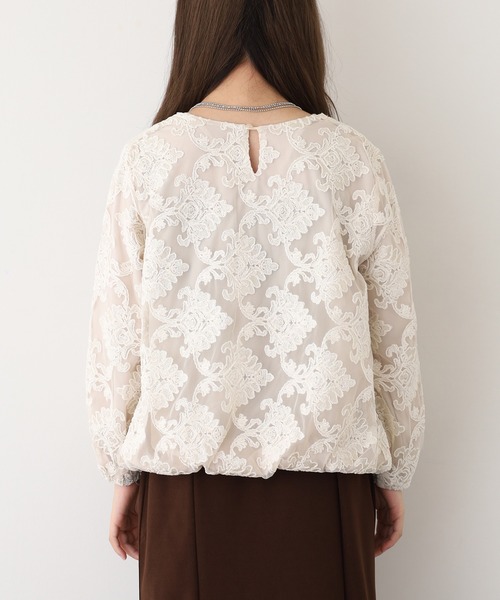 EGLANTINE(エグランティーヌ)の「EGLANTINE ジャガードレースプルオーバー長袖(Tシャツ/カットソー・レディース・アイボリー・38)」の12枚目の写真