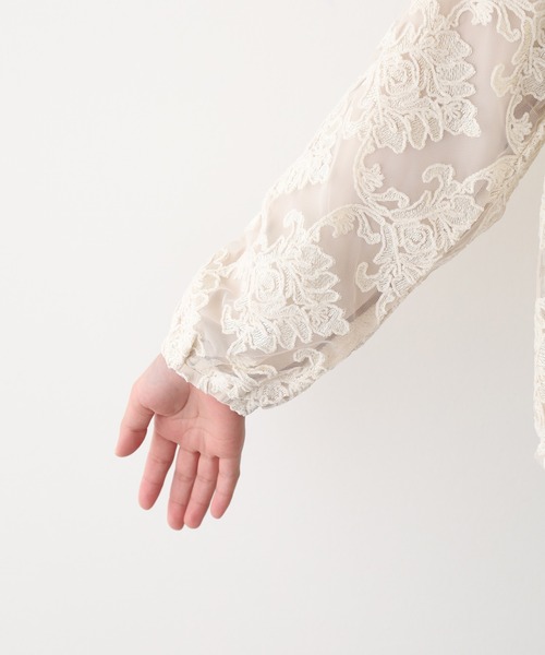 EGLANTINE(エグランティーヌ)の「EGLANTINE ジャガードレースプルオーバー長袖(Tシャツ/カットソー・レディース・アイボリー・38)」の14枚目の写真