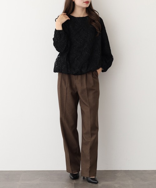 EGLANTINE(エグランティーヌ)の「EGLANTINE ジャガードレースプルオーバー長袖(Tシャツ/カットソー・レディース・アイボリー・38)」の9枚目の写真