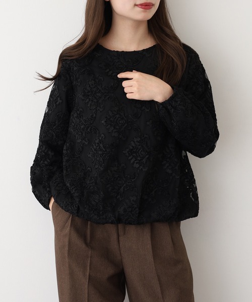 EGLANTINE(エグランティーヌ)の「EGLANTINE ジャガードレースプルオーバー長袖(Tシャツ/カットソー・レディース・アイボリー・38)」の8枚目の写真