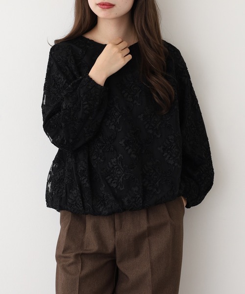 EGLANTINE(エグランティーヌ)の「EGLANTINE ジャガードレースプルオーバー長袖(Tシャツ/カットソー・レディース・アイボリー・38)」の7枚目の写真