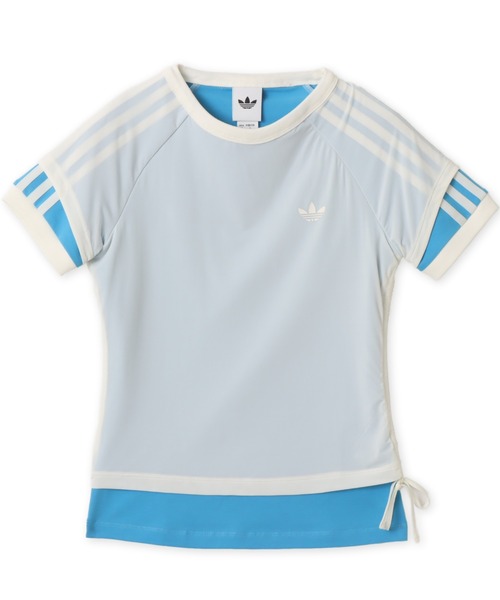 adidas(アディダス)の「adidas DOUBLE LAYERED CALI T-SHIRT / アディダス ダブル レイヤード カリ Tシャツ(Tシャツ/カットソー・レディース・ホワイト・L/M/S)」の1枚目の写真