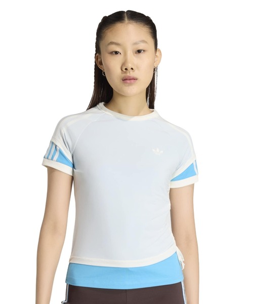 adidas(アディダス)の「adidas DOUBLE LAYERED CALI T-SHIRT / アディダス ダブル レイヤード カリ Tシャツ(Tシャツ/カットソー・レディース・ホワイト・L/M/S)」の2枚目の写真