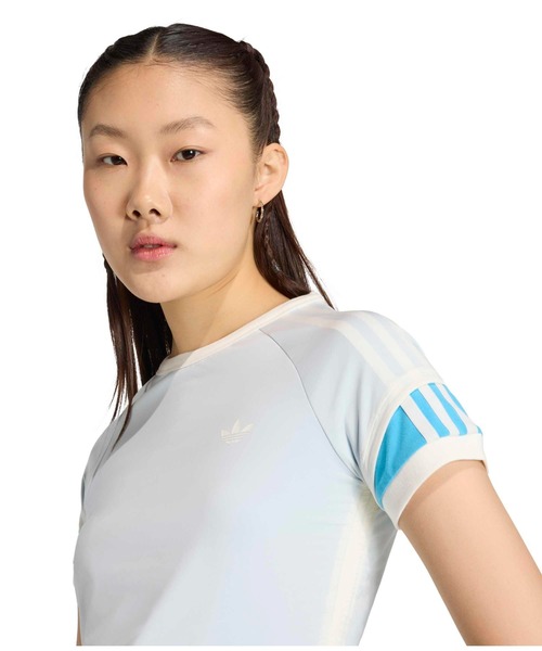 adidas(アディダス)の「adidas DOUBLE LAYERED CALI T-SHIRT / アディダス ダブル レイヤード カリ Tシャツ(Tシャツ/カットソー・レディース・ホワイト・L/M/S)」の3枚目の写真