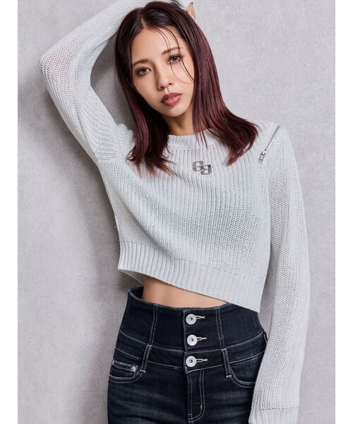 GG ZIP designラメニットトップス（ニット/セーター）｜GYDA（ジェイダ