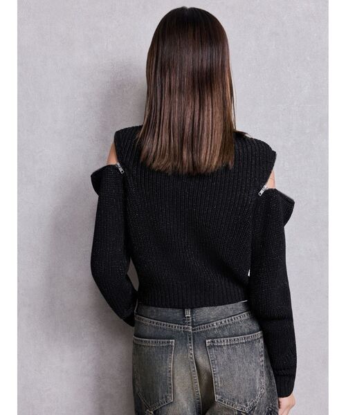 GYDA(ジェイダ)の「GG ZIP designラメニットトップス(ニット/セーター・レディース・ブラック/スカイブルー/オフホワイト・FREE)」の7枚目の写真