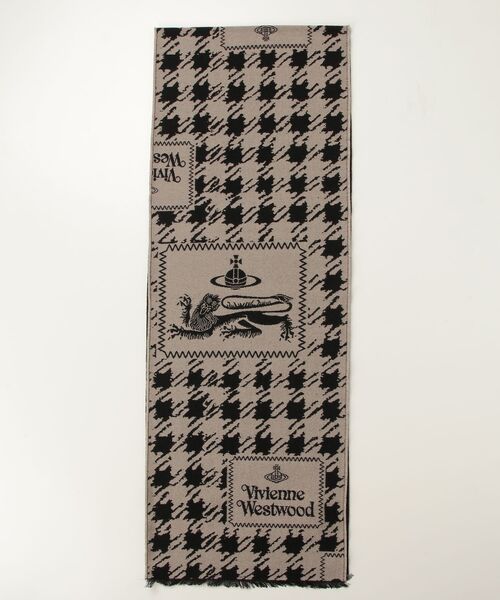Vivienne Westwood MAN（ヴィヴィアンウエストウッドマン）の「SCARF DOGTOOTH BADGE（マフラー・メンズ・ベージュ/グリーン/ピンク/レッド・FREE）」の2枚目の写真
