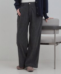 【洗濯機可/S-LL】コーデュロイ ワイドストレートパンツ