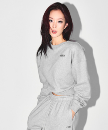 W SILVER B CROP SWEATSHIRTS [MELANGE GREY]