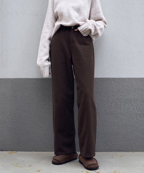 LOEIL（ロエイユ）の「プレーン起毛ワイドコットンパンツ - ブラウン（その他パンツ・レディース・その他・LARGE/MEDIUM/SMALL）」の3枚目の写真