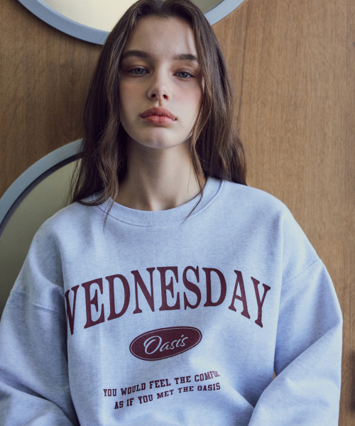 WEDNESDAYOASISFORWOMEN（ウェンズデー オアシス フォー ウーマン）の「[ウーマンVER]シグニチャーセミクロップスウェット_Light Melange(W25-TP15)（スウェット・レディース・グレー・FREE）」の3枚目の写真