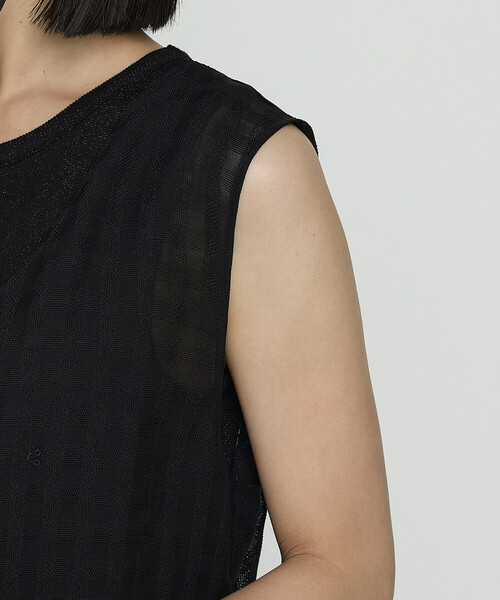 Gabardine K.T(ギャバジンケーティー)の「〔 +サイズ 〕 チェック柄カラミ ジレ(ベスト・レディース・ブラック/ダークブラウン・15号)」の15枚目の写真