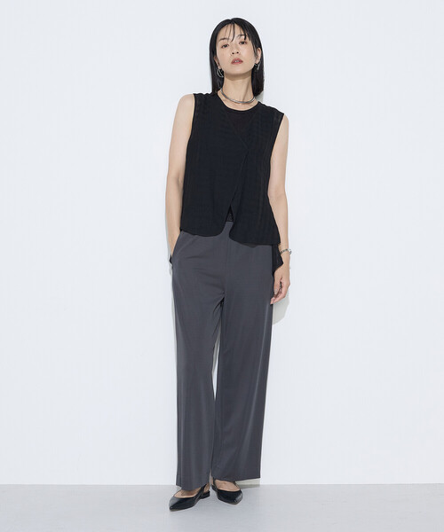Gabardine K.T(ギャバジンケーティー)の「〔 +サイズ 〕 チェック柄カラミ ジレ(ベスト・レディース・ブラック/ダークブラウン・15号)」の20枚目の写真
