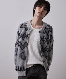 LEARVE（ルアブ）の「ペイズリーキッドモヘアジャガードカーディガンメランジグレー（カーディガン/ボレロ）」