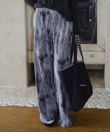 SMUDGE VELOUR BANDING PANTS - GREY