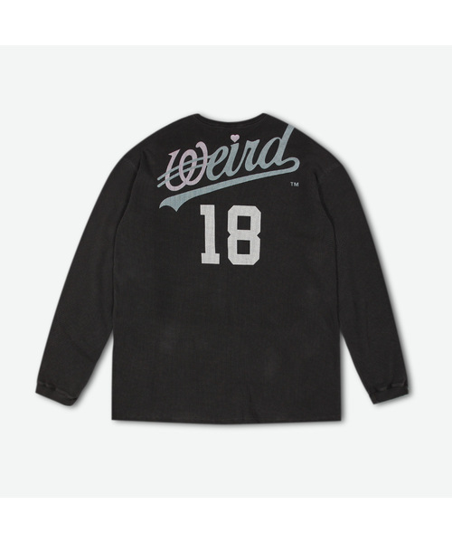 WEIRDWORLD(ウィアード ワールド)の「オーバープリントワッフルロングスリーブチャコール(Tシャツ/カットソー・レディース・その他・LARGE/MEDIUM/X-LARGE)」の1枚目の写真