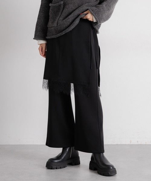 studio CLIP（スタディオクリップ）の「【daily CLIP】レイヤードパンツ（スラックス・レディース・グレー/ブラック・FREE）」の2枚目の写真