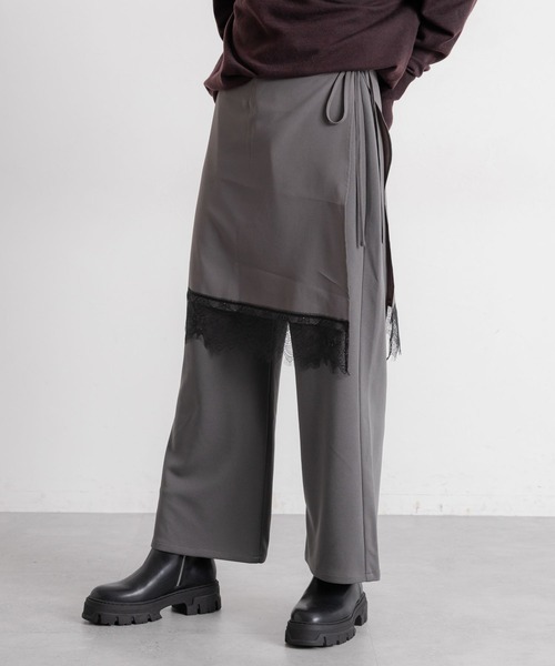 studio CLIP（スタディオクリップ）の「【daily CLIP】レイヤードパンツ（スラックス・レディース・グレー/ブラック・FREE）」の4枚目の写真