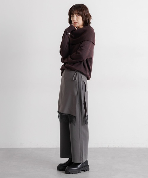 studio CLIP（スタディオクリップ）の「【daily CLIP】レイヤードパンツ（スラックス・レディース・グレー/ブラック・FREE）」の6枚目の写真