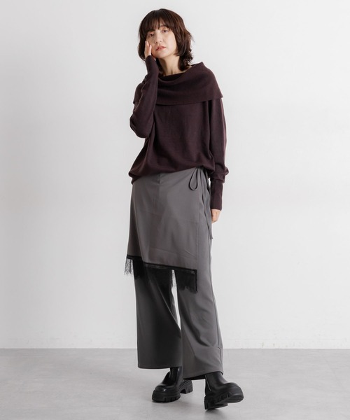 studio CLIP（スタディオクリップ）の「【daily CLIP】レイヤードパンツ（スラックス・レディース・グレー/ブラック・FREE）」の8枚目の写真