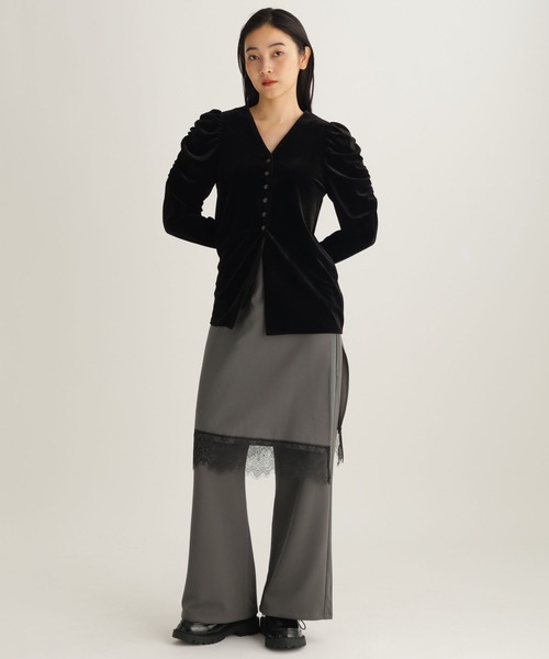 studio CLIP（スタディオクリップ）の「【daily CLIP】レイヤードパンツ（スラックス・レディース・グレー/ブラック・FREE）」の9枚目の写真