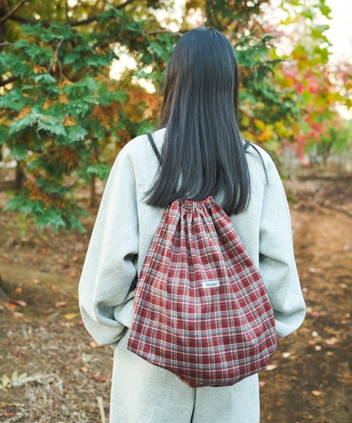 BROKEN BASE（ブロークンベース）の「Nel Check Knapsack / ネルチェックナップサック（ショルダーバッグ・メンズ・ブラウン系1/ネイビー系1/レッド系1・フリー）」の19枚目の写真