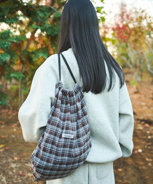 BROKEN BASE（ブロークンベース）の「Nel Check Knapsack / ネルチェックナップサック（ショルダーバッグ・メンズ・ブラウン系1/ネイビー系1/レッド系1・フリー）」の13枚目の写真