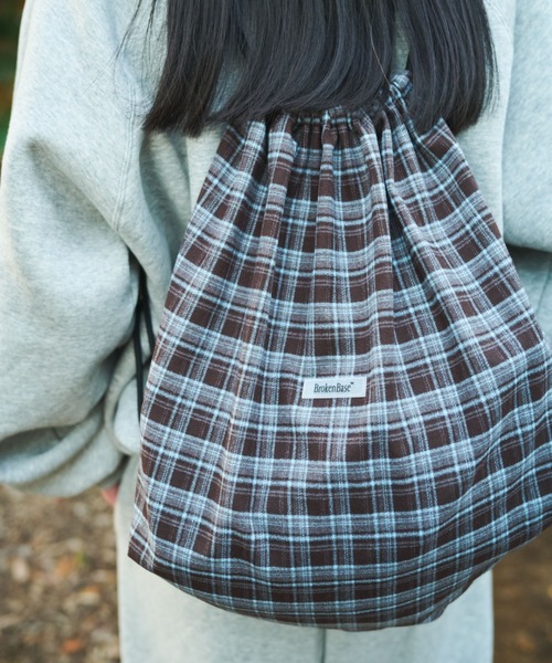 BROKEN BASE（ブロークンベース）の「Nel Check Knapsack / ネルチェックナップサック（ショルダーバッグ・メンズ・ブラウン系1/ネイビー系1/レッド系1・フリー）」の16枚目の写真