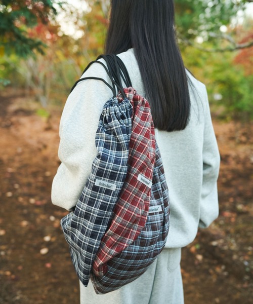 BROKEN BASE（ブロークンベース）の「Nel Check Knapsack / ネルチェックナップサック（ショルダーバッグ・メンズ・ブラウン系1/ネイビー系1/レッド系1・フリー）」の17枚目の写真