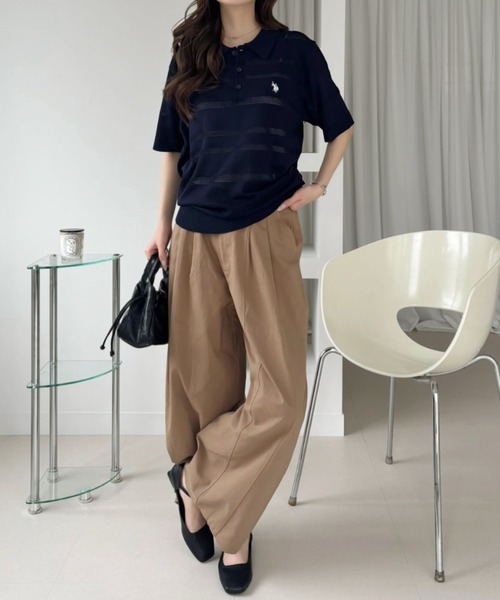 U.S. POLO ASSN.(ユーエスポロアッスン)の「【U.S. POLO ASSN.】12G メッシュボーダー ポロシャツ(ポロシャツ・レディース・サックスブルー/ホワイト×ネイビー/ネイビー・M/L)」の15枚目の写真
