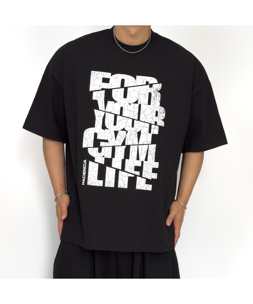 PACIENCIA(パシエンシア)の「CRACK MODE オーバーサイズ半袖(Tシャツ/カットソー・メンズ・ホワイト/ブラック/グリーン/ブラック×ホワイト・LARGE/X-LARGE/XX-LARGE)」の3枚目の写真