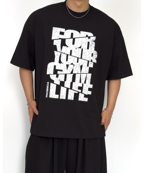 PACIENCIA(パシエンシア)の「CRACK MODE オーバーサイズ半袖(Tシャツ/カットソー・メンズ・ホワイト/ブラック/グリーン/ブラック×ホワイト・LARGE/X-LARGE/XX-LARGE)」の5枚目の写真